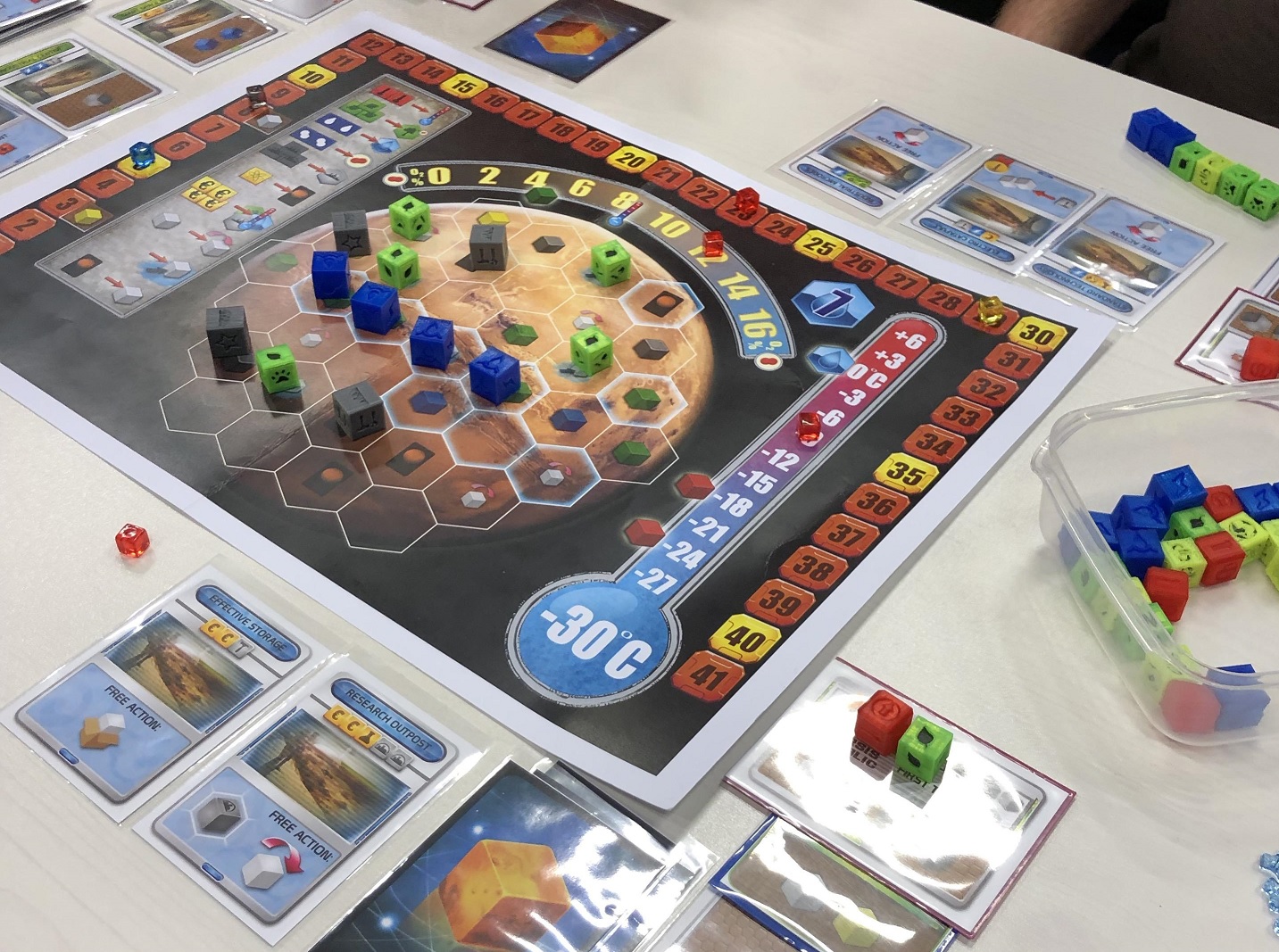 Terraforming Mars the Dice Game prototype components.