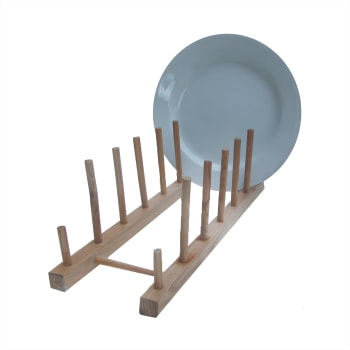 Tallerkenstativ i tre, 6 tallerkener / 34cm