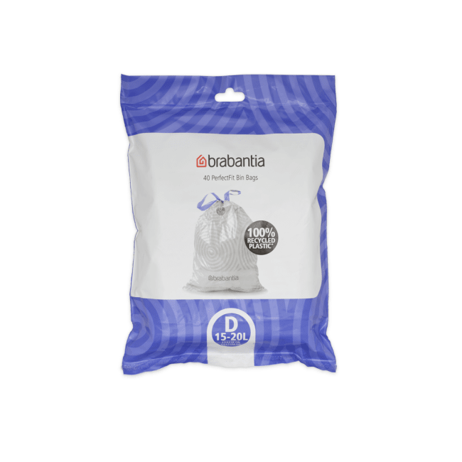 PerfectFit Søppelposer i dispenserpakke, Str. D (15-20L) - 40 stk - White