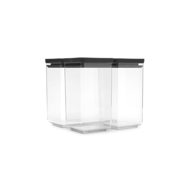 TASTY+ Stablebare Oppbevaringsbokser, 3 stk (2x1.6L and 1x3.5L) - Dark Grey