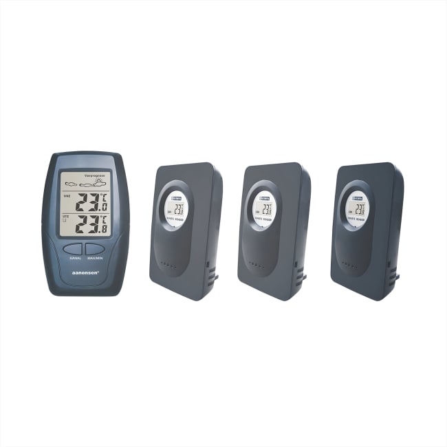 Værstasjon, Trådløs med 3 utesensorer