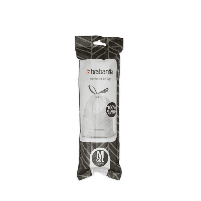 PerfectFit Søppelposer på rull, Str. M (60L) - 10 stk - White