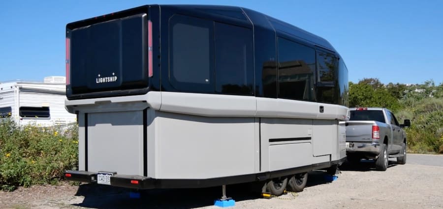Lightship electric RV trailer has room for activities – and won’t drain your range
