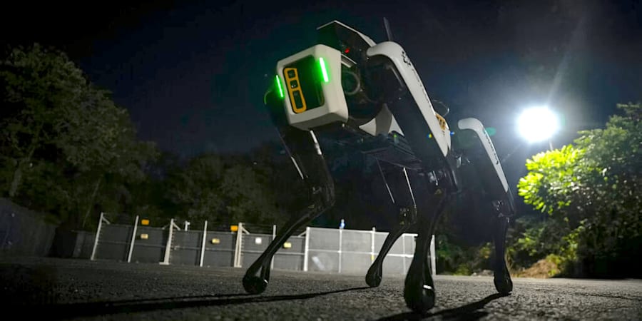 THEY TOOK R JOBS: new DroneDog robot security guard gets to work