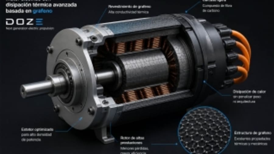 El proyecto español Doze estudia el empleo de grafeno para el tratamiento del calor en los motores eléctricos de los aviones