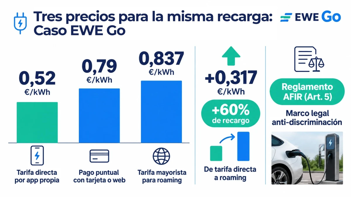 Infografía explicando el problema del roaming en la recarga eléctrica