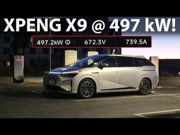 Xpeng X9, carga de 500 kW en un Supercargador V4 de Tesla en Noruega