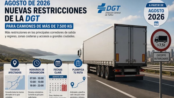 Restricciones DGT camiones, tramos y horarios en agosto de 2026