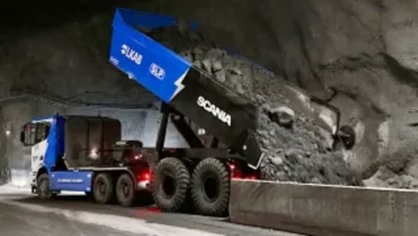 Scania, camiones eléctricos de 130 t y 624 kWh en una mina sueca