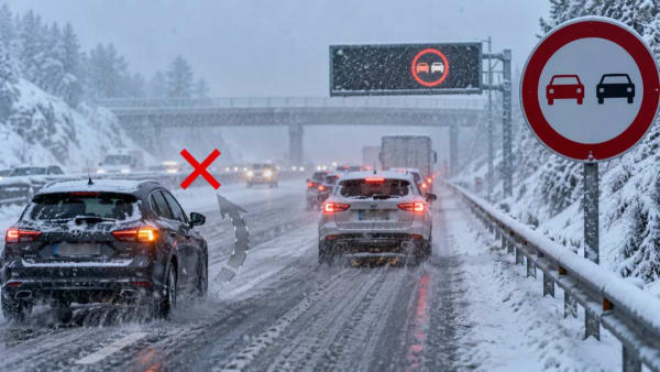 DGT, prohibido adelantar con nieve en autopistas desde 2026