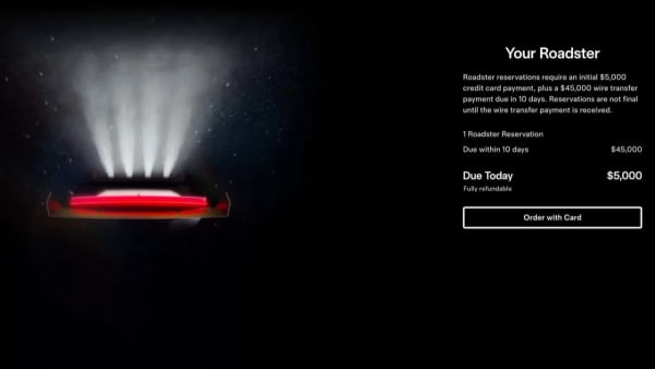 Tesla Roadster, depósito de $50,000 antes de su presentación