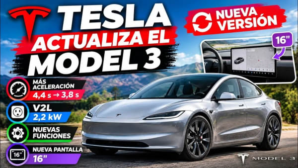 Tesla Model 3, pantalla de 16 pulgadas, carga V2L y 0 a 100 en 3,8 s