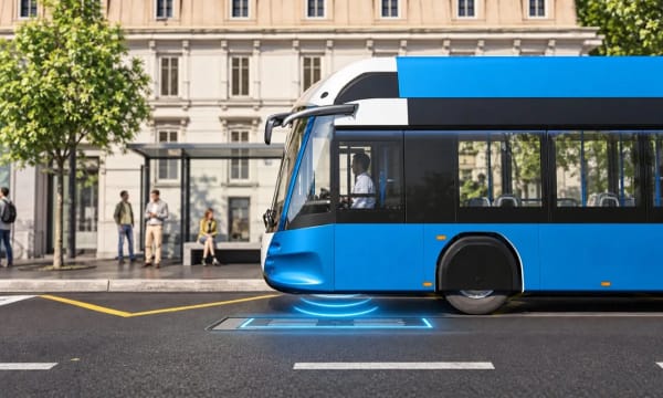 Carga por las ruedas sin cables para autobuses eléctricos desde Suiza