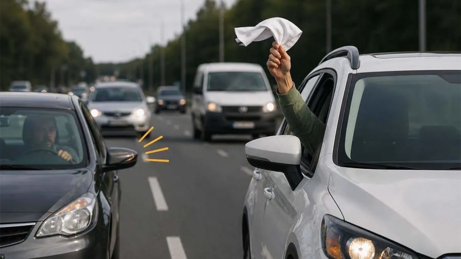 Qué significa que un coche circule con un pañuelo blanco por la ventanilla