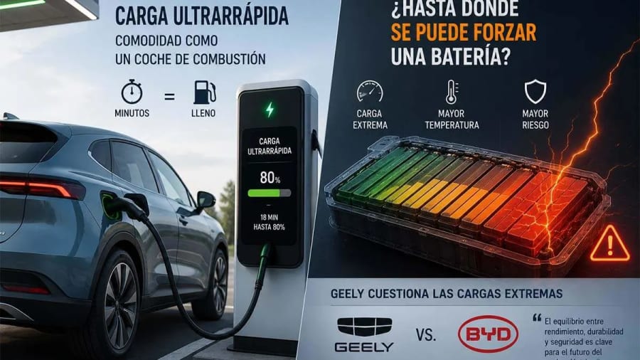 Geely cuestiona la carga ultrarrápida de BYD: el límite oculto de las baterías eléctricas