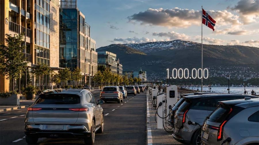 Noruega roza el 100% de ventas eléctricas y supera el millón de coches EV