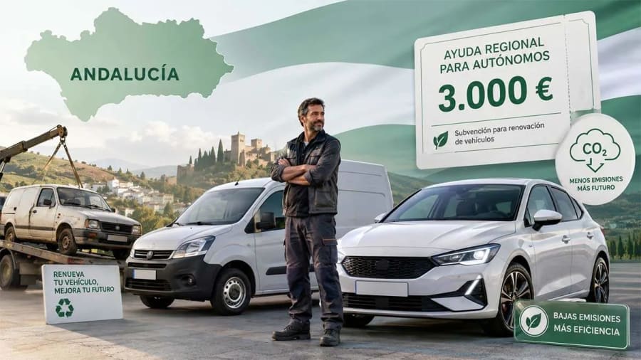 Andalucía da 3.000 euros a los autónomos que cambien de coche: requisitos y cómo pedir la ayuda