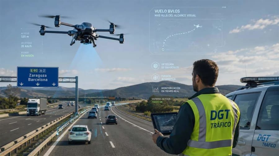 Drones de largo alcance en las carreteras: el cambio que prepara la DGT