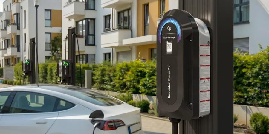 El cargador de VE de Schneider Electric, mejorado y sin aplicación, ahora es compatible con NACS