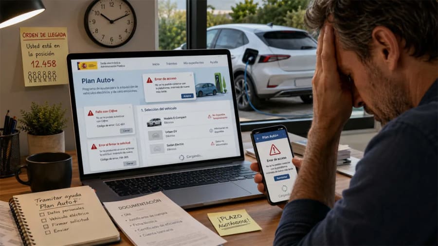 El Plan Auto+ arranca con problemas: errores, web saturada y usuarios bloqueados al pedir la ayuda