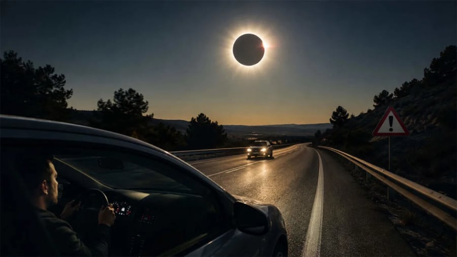 Si conduces durante el eclipse, nunca hagas esto: el aviso de la DGT