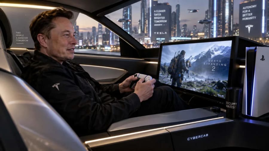 Elon Musk confirma una sorprendente función de PS5 y Xbox para el Tesla Cybercab