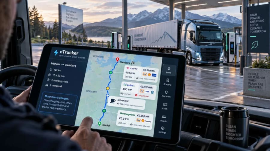 eTrucker soluciona uno de los grandes problemas de viajar con un camión eléctrico
