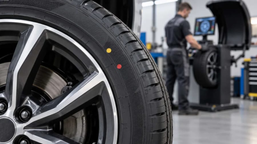 Puntos rojos y amarillos en los neumáticos: para qué sirven y cómo afectan a la estabilidad del coche
