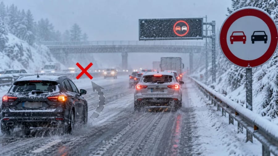 Entra en vigor el 1 de octubre: la nueva multa de la DGT por adelantar cuando nieve en autopistas y autovías