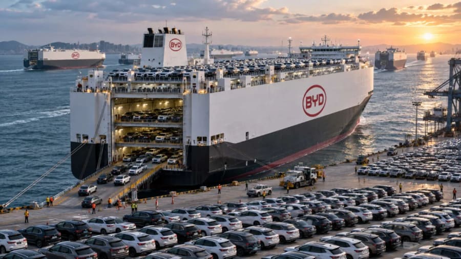 BYD va a por todas: encarga 10 enormes barcos capaces de transportar 9.200 coches cada uno