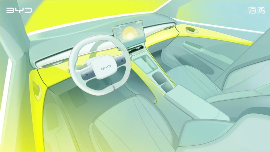 BYD desvela los bocetos interiores del Seagull de segunda generación y muestra el diseño de su habitáculo