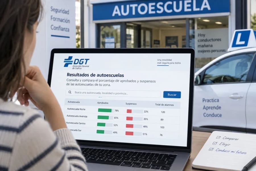 La DGT prepara una nueva web: "te dará el porcentaje de aprobados y suspensos de cada autoescuela"