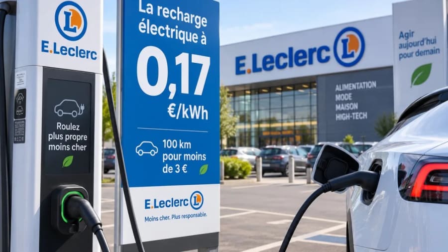 E.Leclerc hunde el precio de cargar un coche eléctrico en Francia: solo 0,17 €/kWh