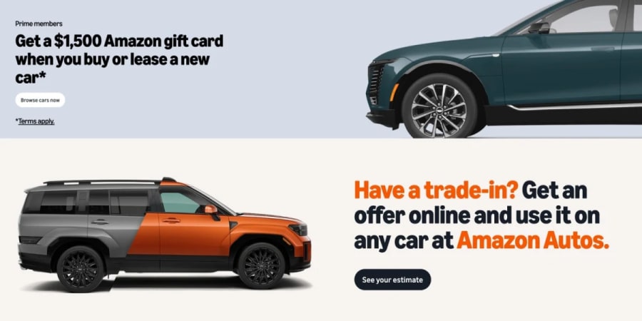 Consigue una tarjeta regalo de Amazon de 1.500 dólares gratis al comprar un coche en Amazon Autos durante el Prime Day
