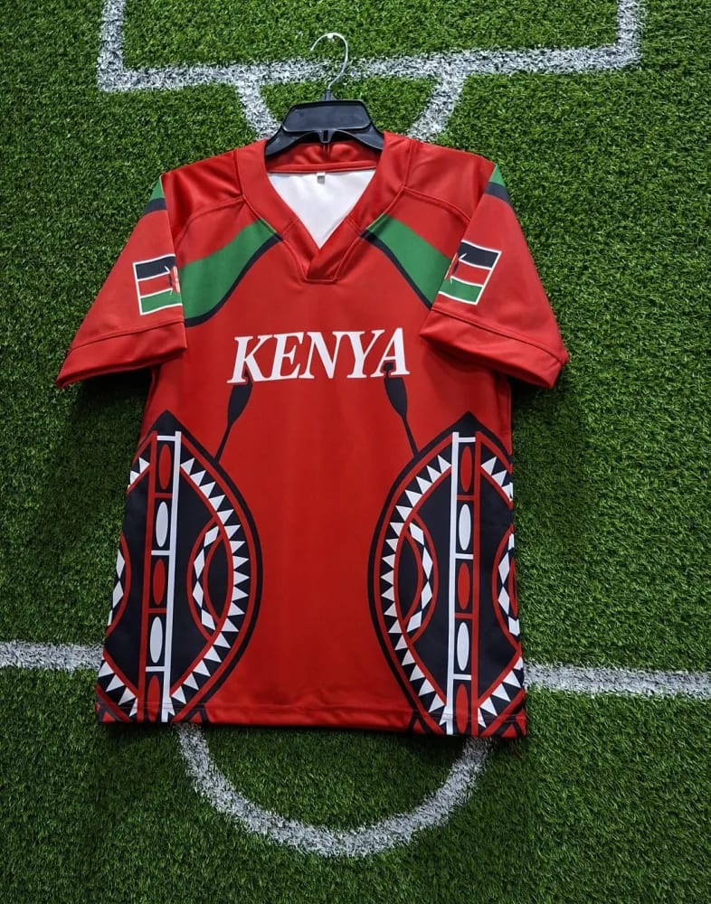Kenya Red Rugby Kit Maasai Shield Edition