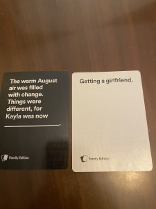 Cards Against Humanity Family Edition winning round