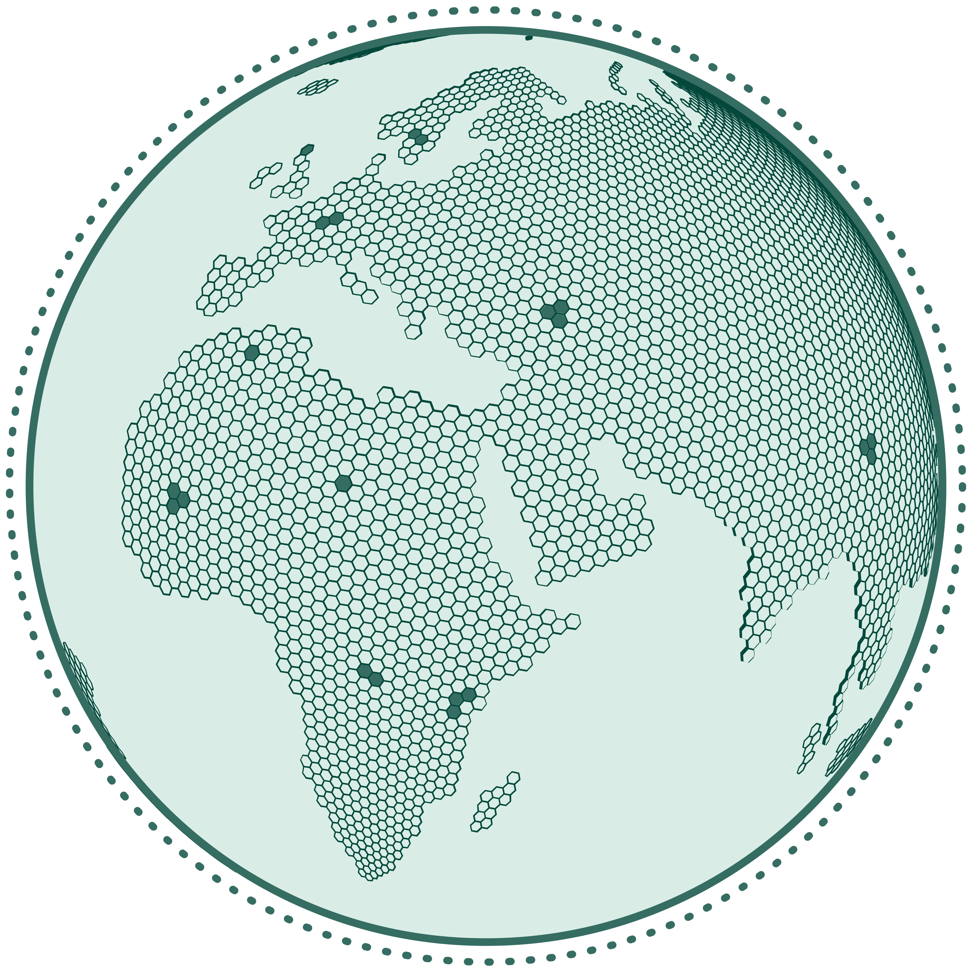 Globe showing the locations of some of the projects and project developers part of Abatable’s carbon offsetting network