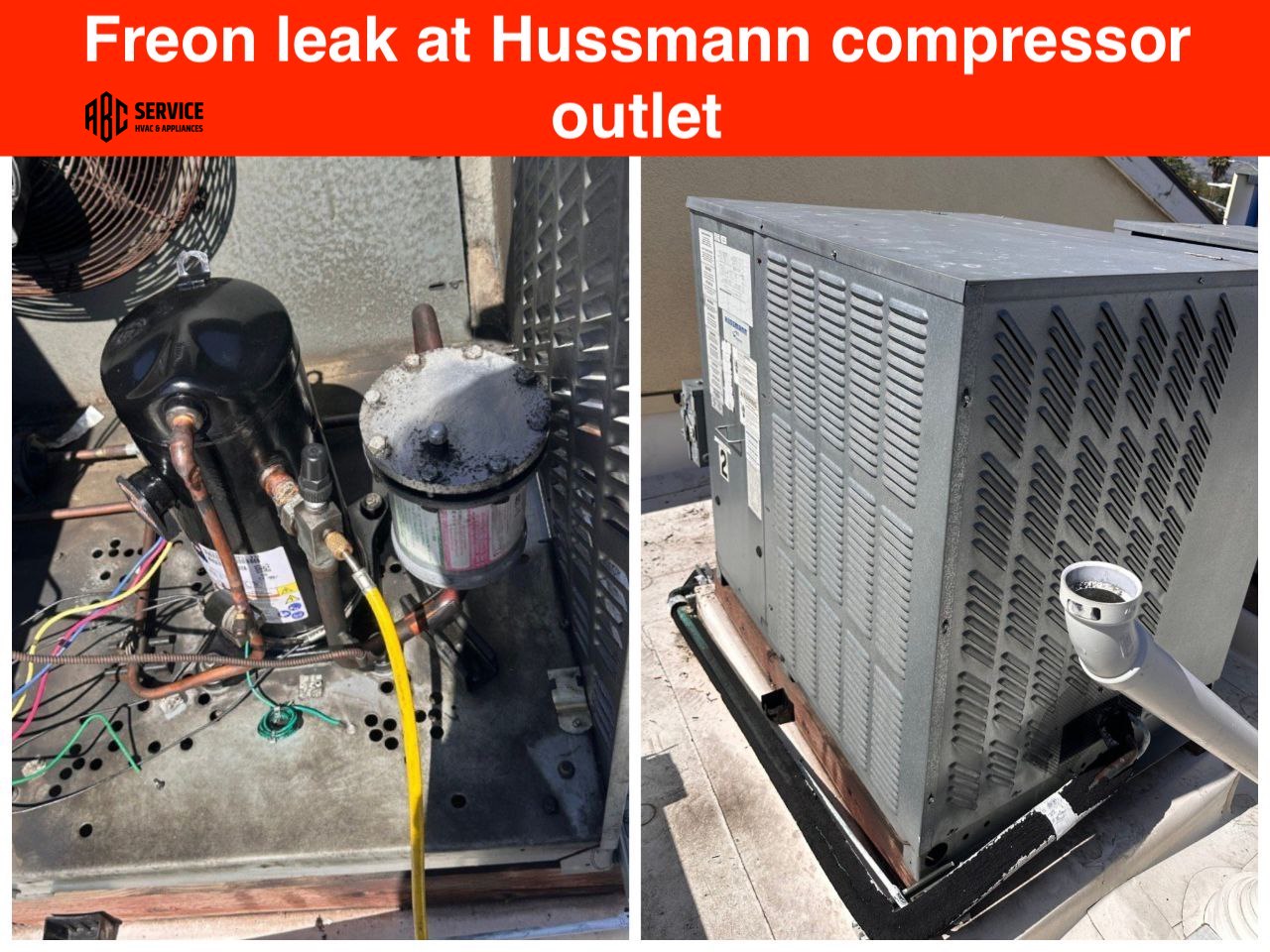 Hussmann Refrigerator — Freon Leak at Compressor Discharge Line Repaired in San Jose