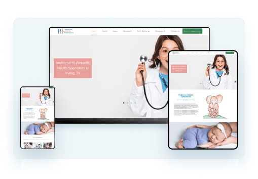 Pediatric Health Specialists Website Screens