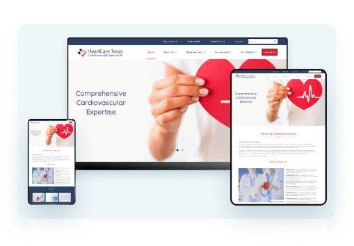HeartCare Texas Practifly Customer Website Screens