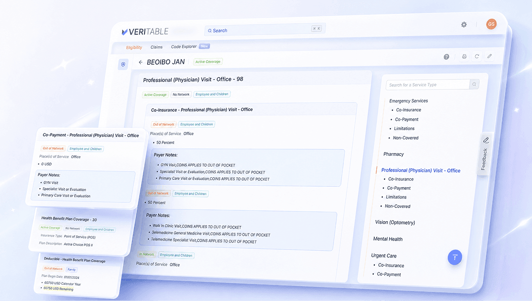 Veritable batch eligibility verification interface