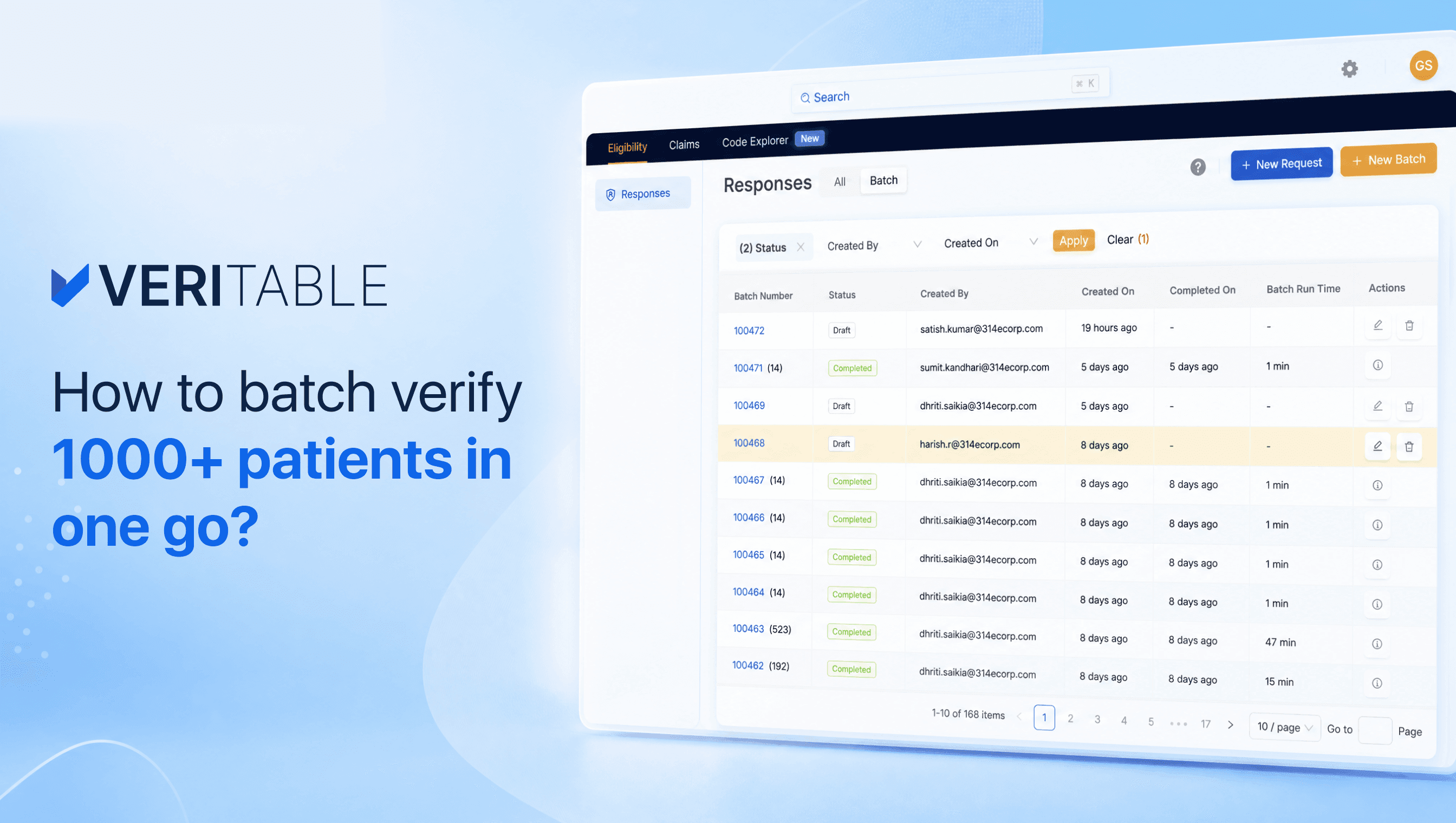 Veritable batch eligibility verification