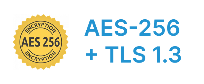 AES-256 + TLS 1.3