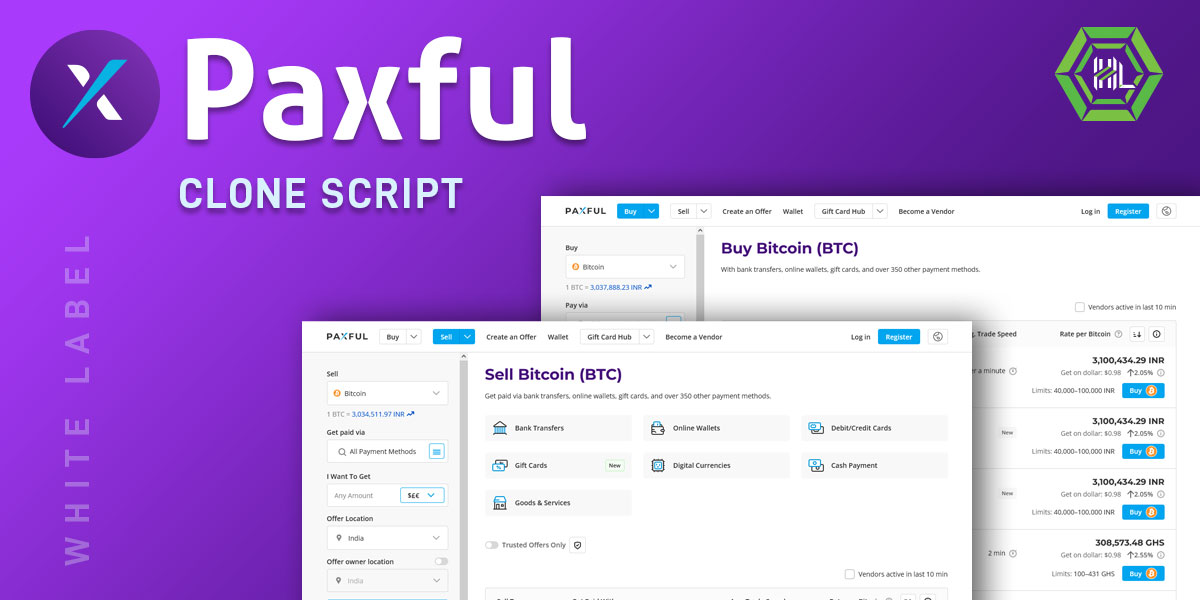 Technical specifications of Paxful Clone 