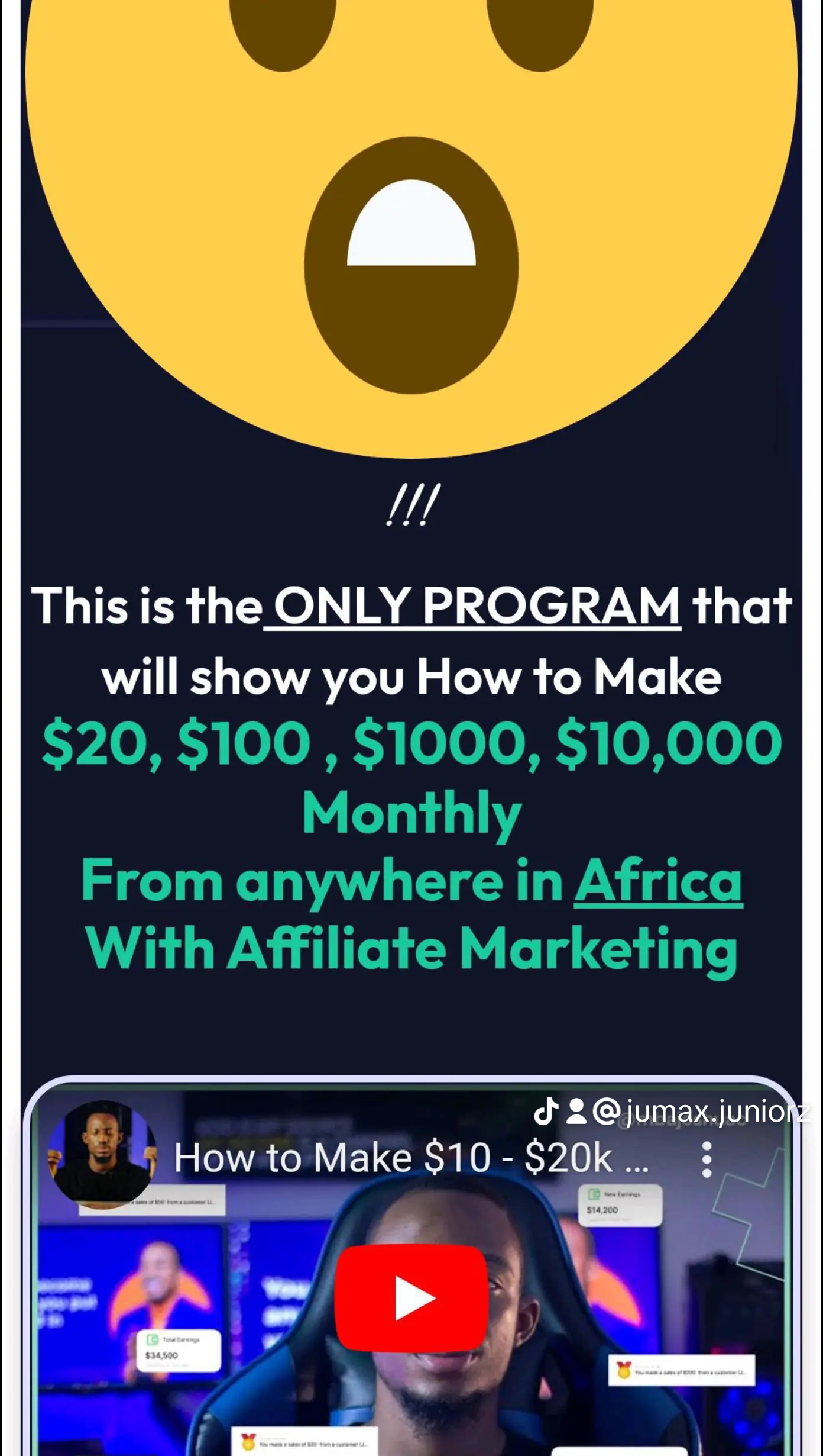 This is the ONLY PROGRAM that will show you How to Make $20, $100, $1000, $10,000 Monthly From anywhere in Africa With Affiliate Marketing