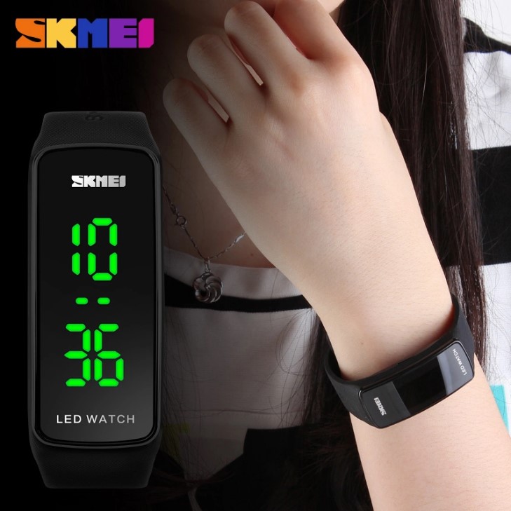 Jual barang jam tangan gelang LED digital skmei original ab1119 pria atau wanita full black