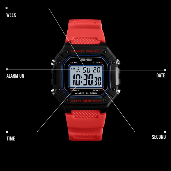 Jual barang jam tangan persegi kotak digital skmei ...