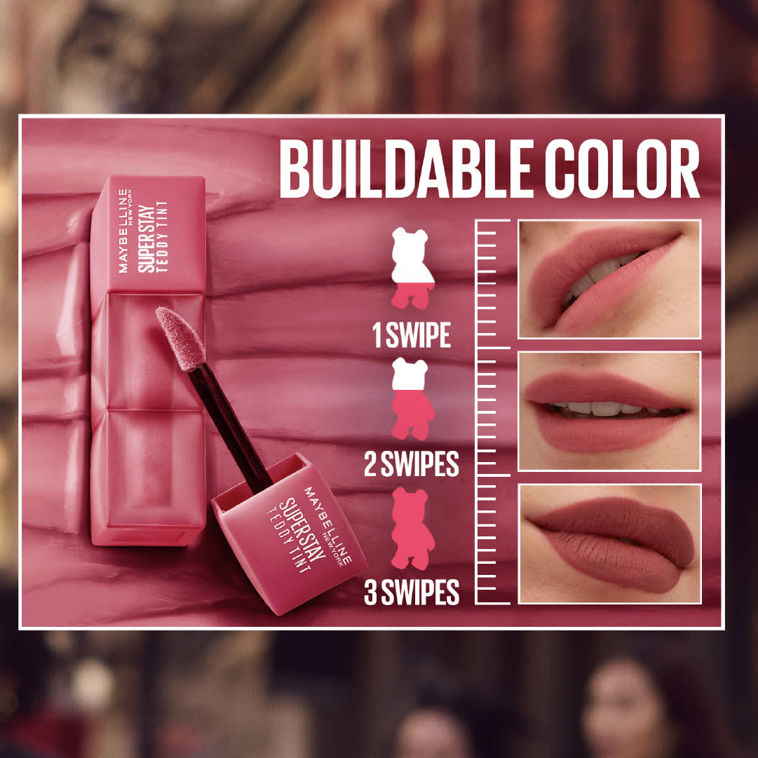 Maybelline Super Stay Teddy Tint Soft Blurred Matte Lip Tint | 12h Longwear, Transfer proof thumbnail 17