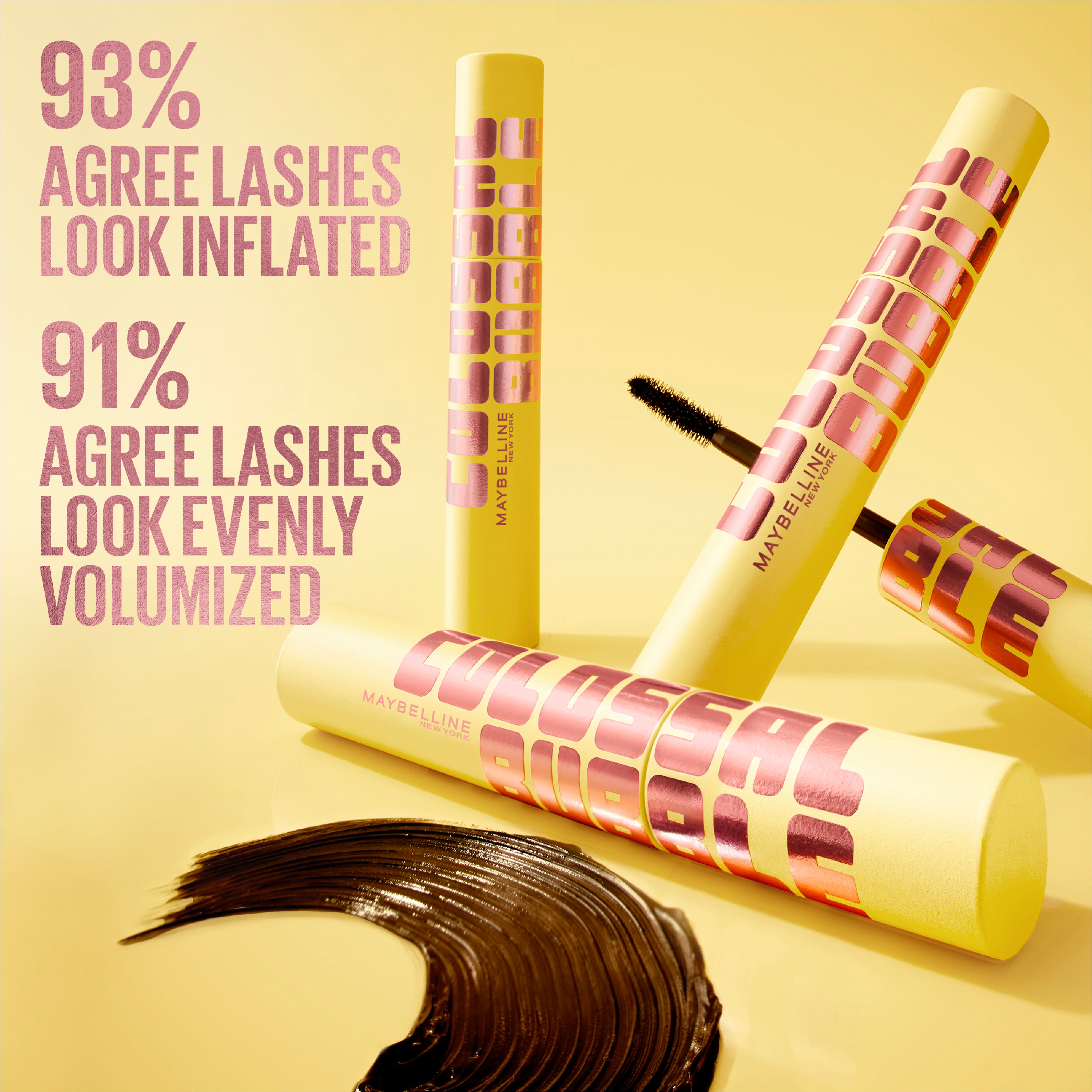 Maybelline New York Colossal Bubble Mascara Buildable Sleek Volume and Long Lasting 24HR Wear Mascara| Inflator Comb Brush to Separate Lashes thumbnail 8