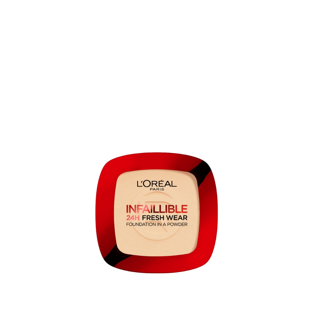 L’Oréal Paris Infaillible Up to 24H Fresh Wear Foundation in a Powder- Waterproof, Heatproof, Sweatproof